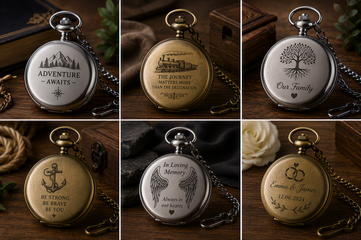 Custom Engraved Pocket Watch with Chain